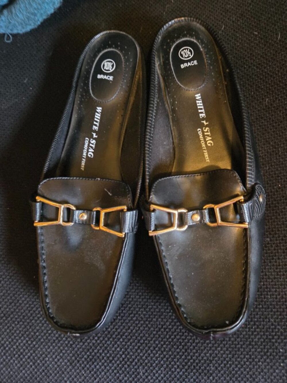 White Stag, slip on shoes with gold buckle size 10 1/2